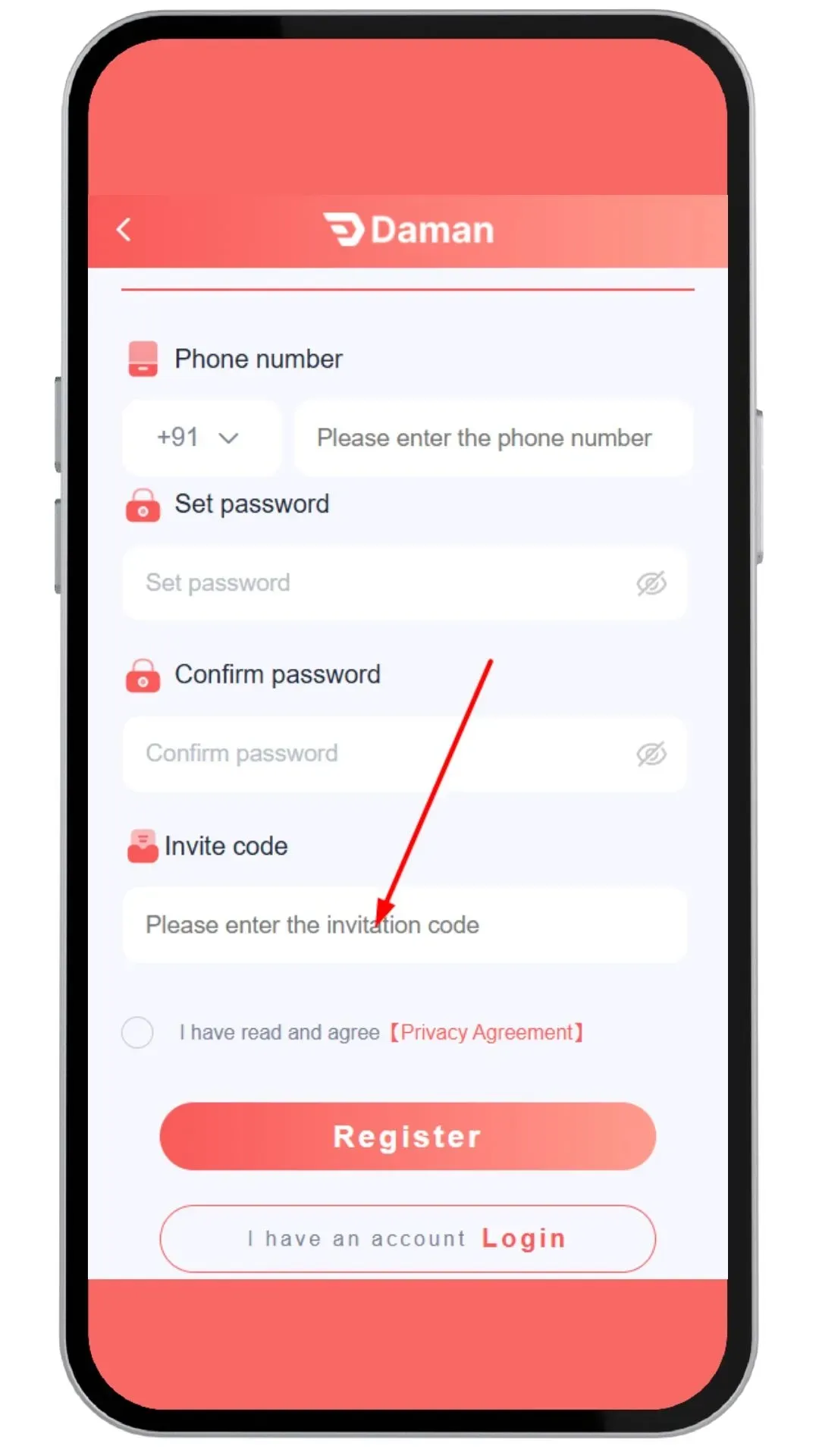 Enter invite code